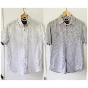 Lee Lot Of 2 Men’s Button-down Short Sleeve Shirts Size M Gray White Dot Summer